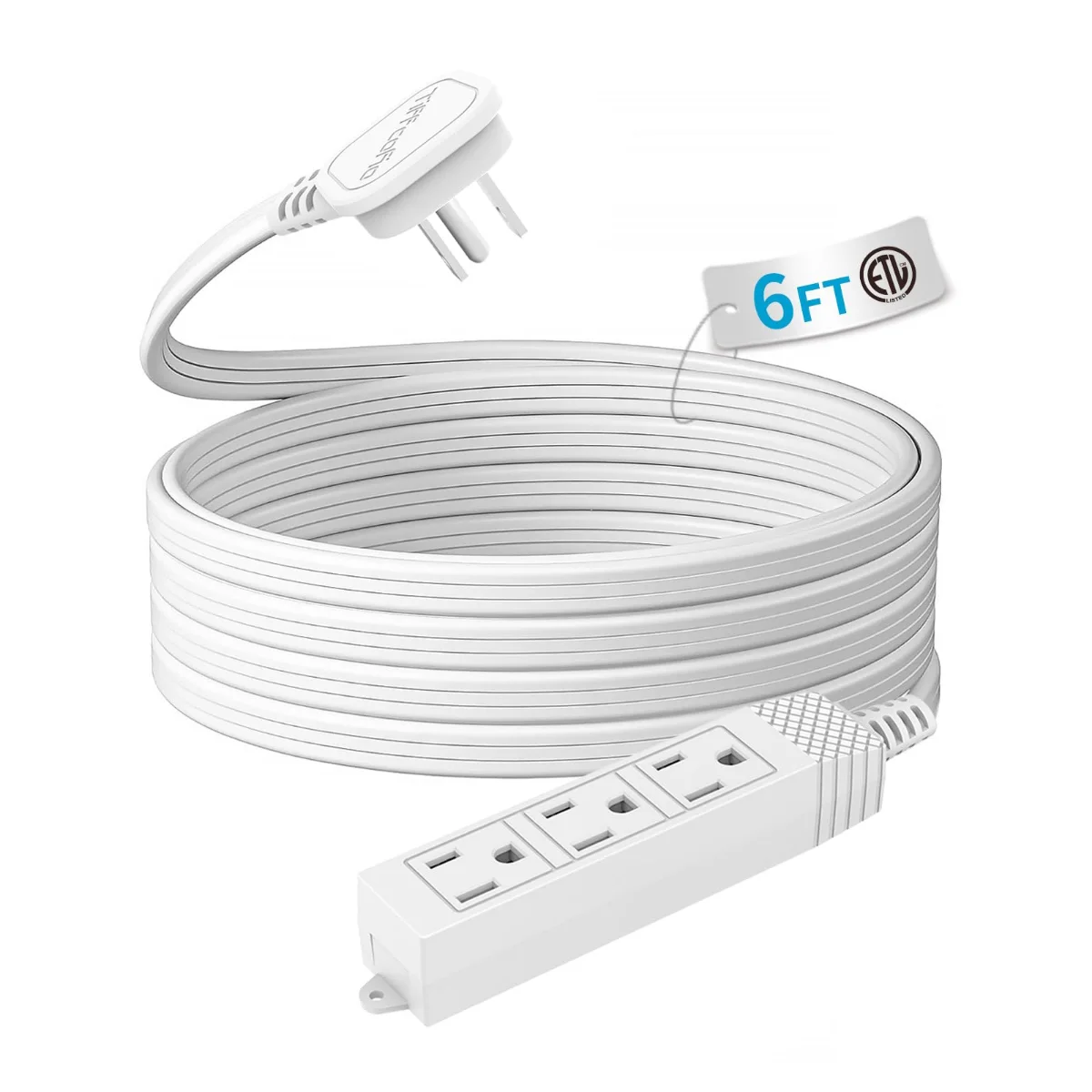 TiFFCOFiO Flat plug extension cord, 3 outlets