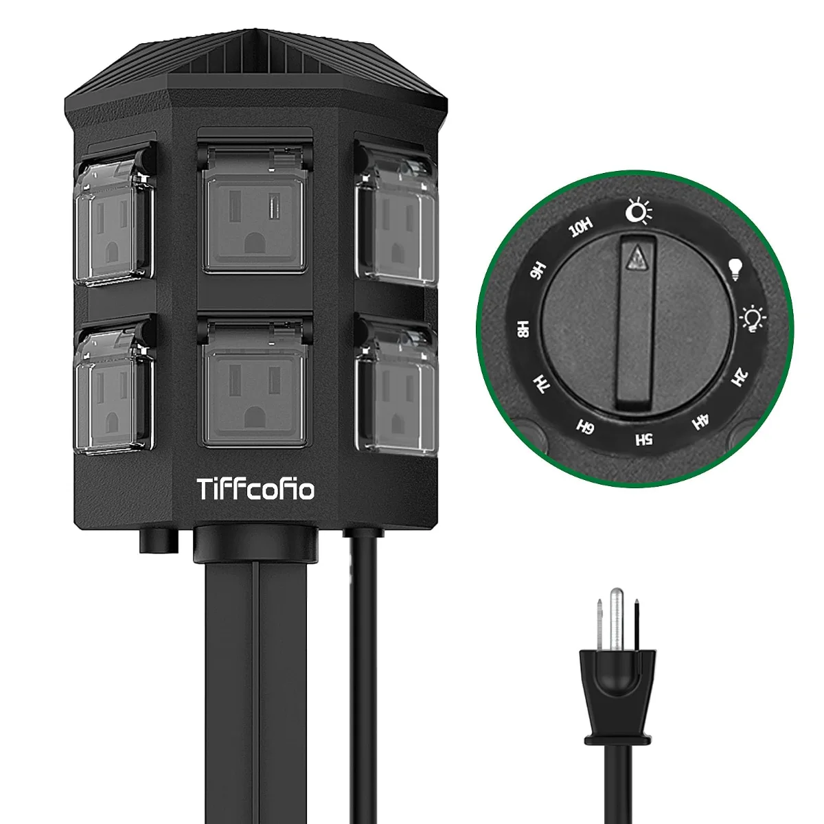 TiFFCOFiO Dusk-to-dawn power stake timer
