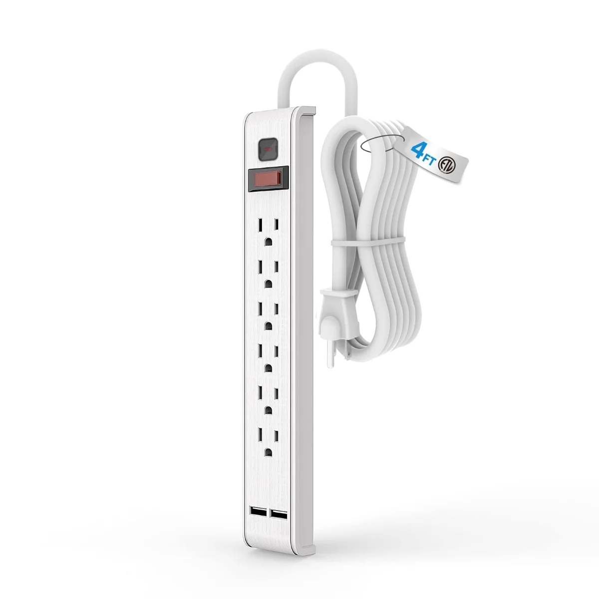 TiFFCOFiO 6-outlet surge strip with USB ports